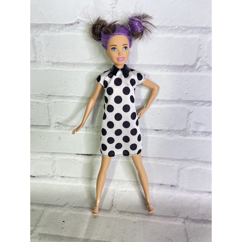 Mattel 2016 Barbie Little Sister Skipper Doll Purple Streaked Hair With Dress